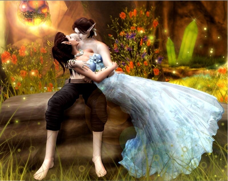 Elf Couple Embracing