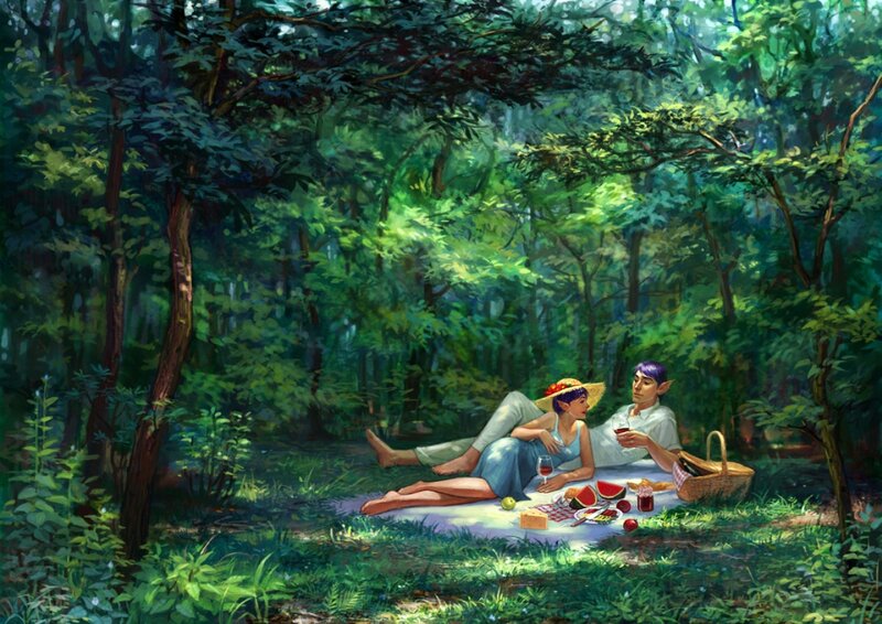 Elf Couple Having Picnic