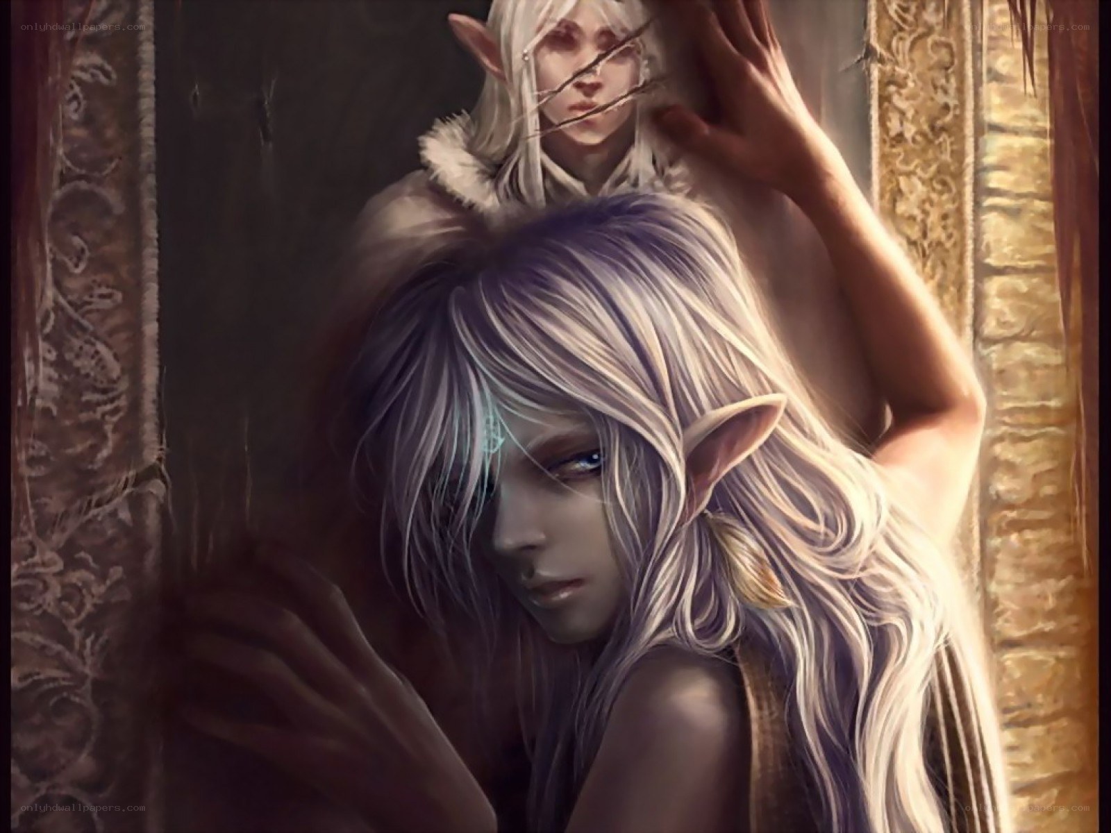 elf couple in a dim room