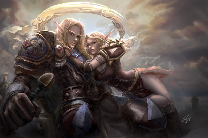 Elf Couple in Armor — Gray, Dramatic