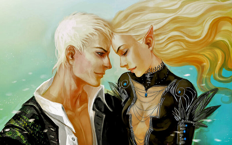 Elf Couple in Embrace — Blue