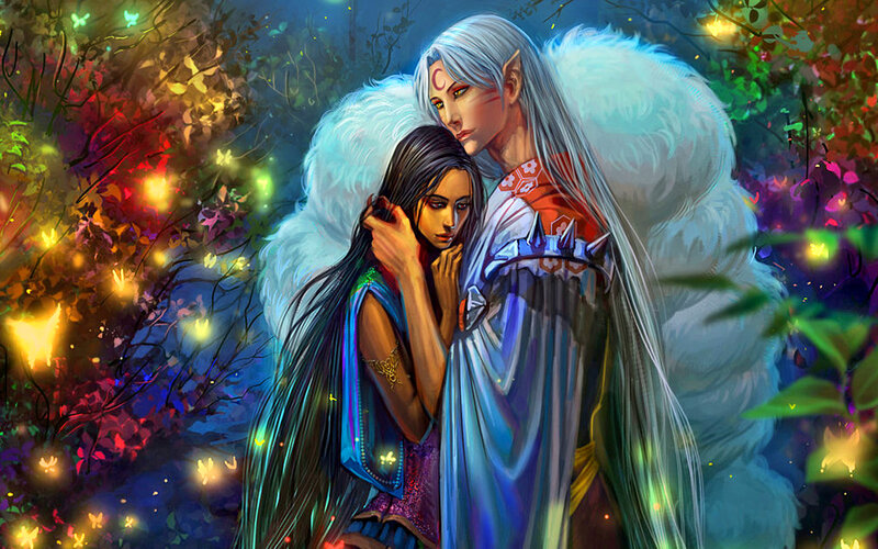 Elf Couple in Forest — Blue, Serene