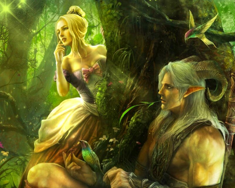 Elf Couple in Forest — Green, Serene