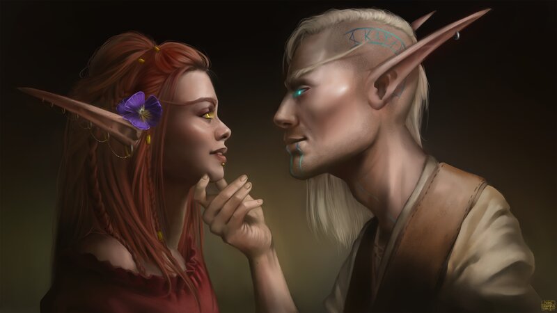 Elf Couple in Profile