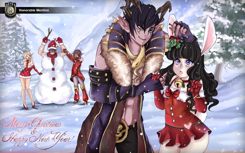 Elf Couple in Winter — Red