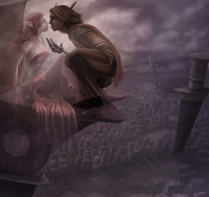elf couple on a cliff