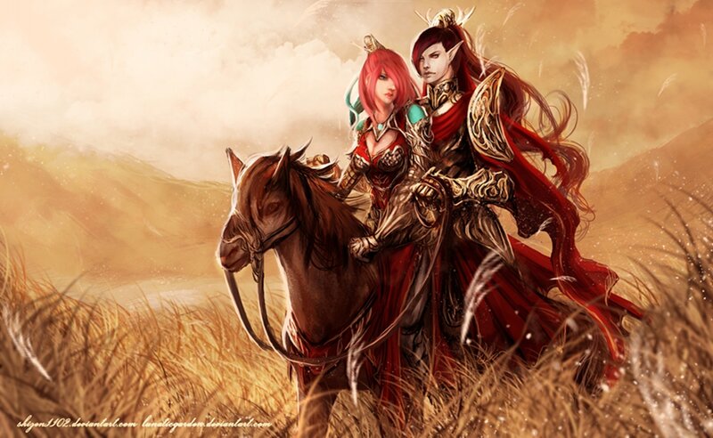 Elf Couple on Horse
