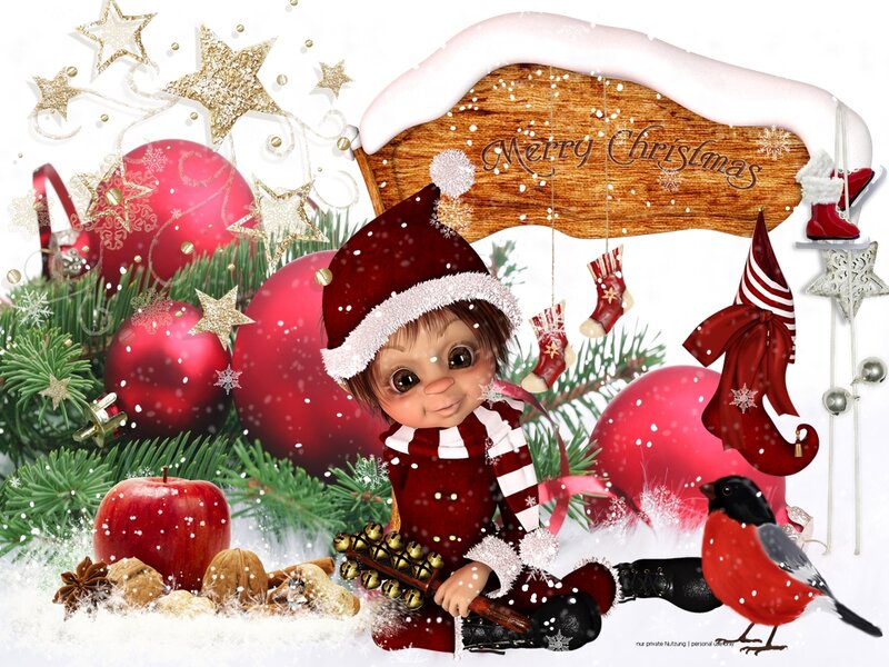 Elf Doll in Winter Scene