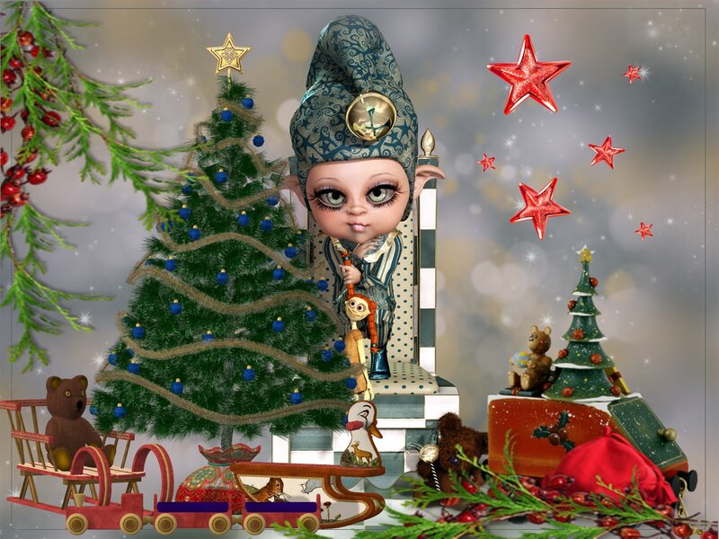 Elf Doll with Christmas Tree