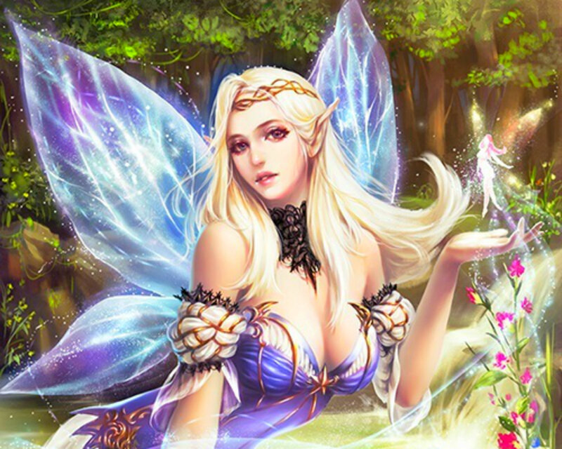 Elf Fairy in Forest — Blue, Magical