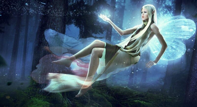 Elf Fairy in Forest — Blue
