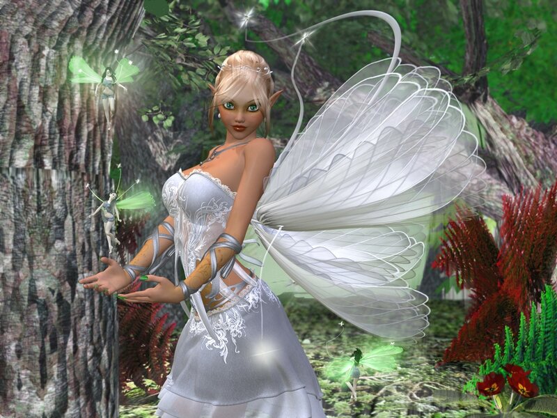 Elf Fairy in Forest — Green