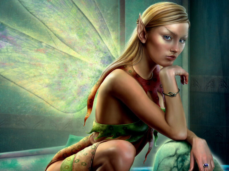 elf fairy with green wings
