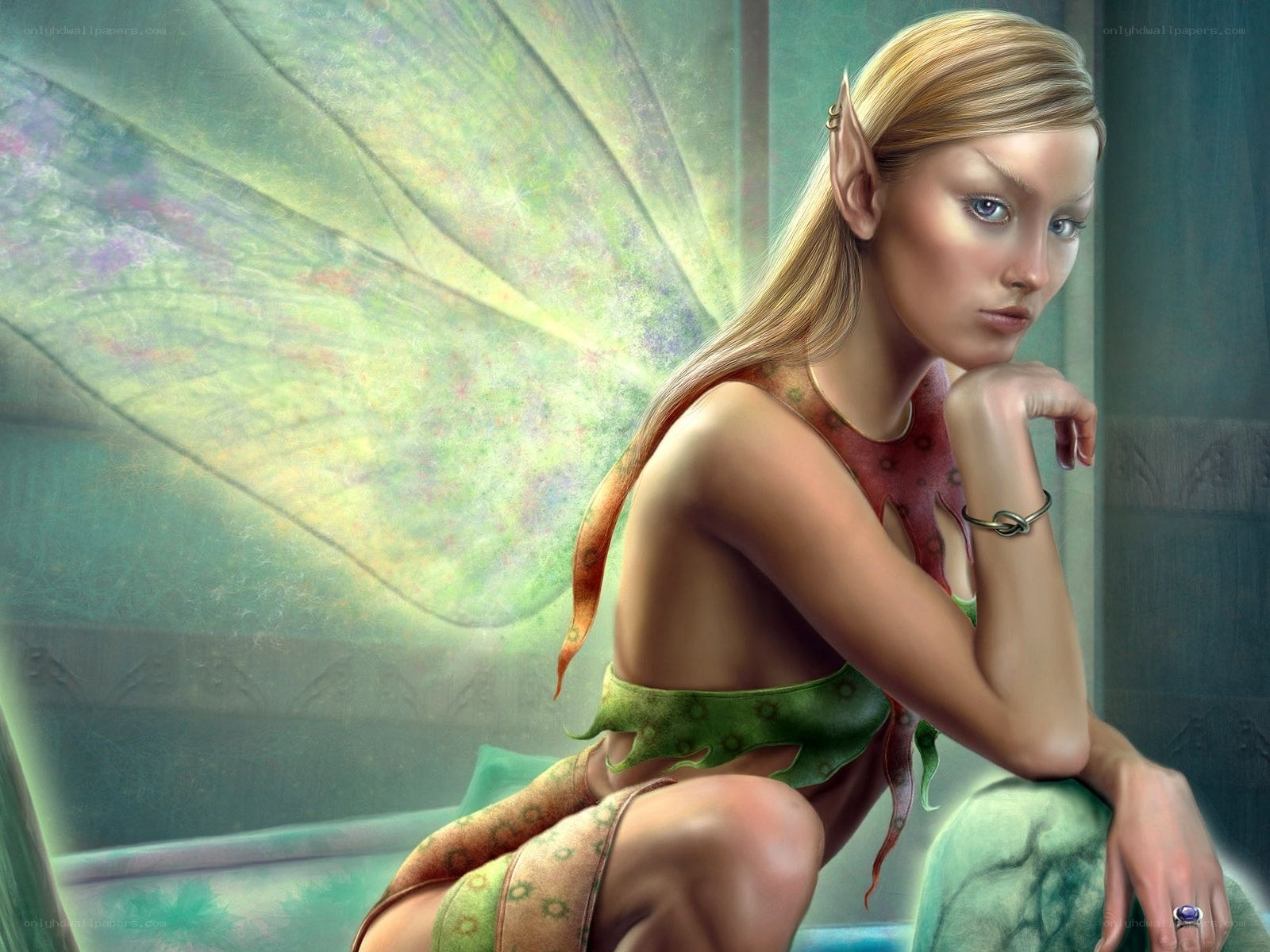 elf fairy with green wings