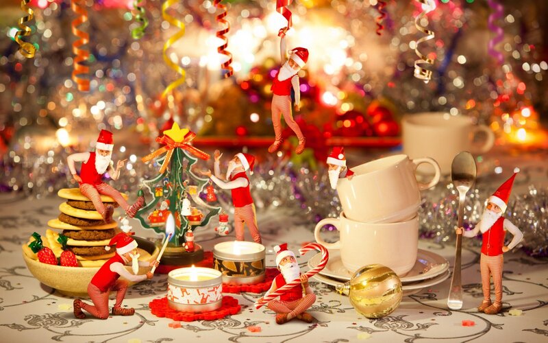Elf Figurines on Table — Red