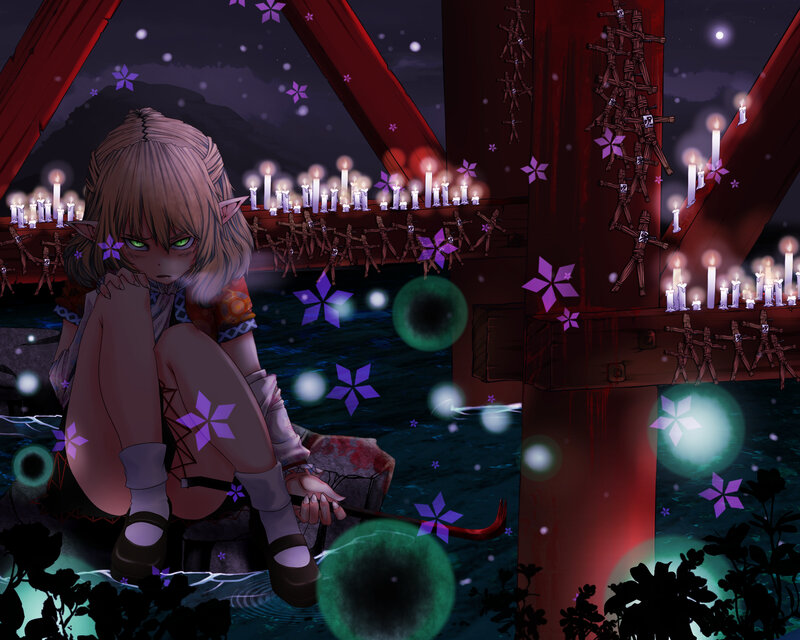 elf girl at night shrine