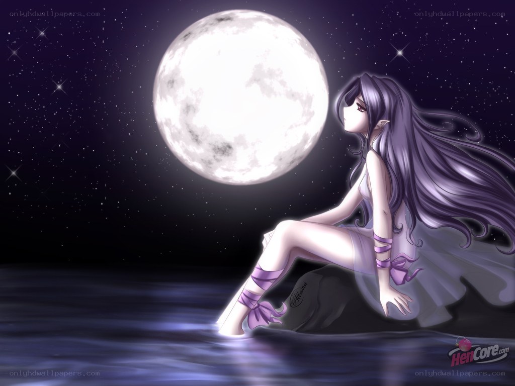 elf girl by moonlight