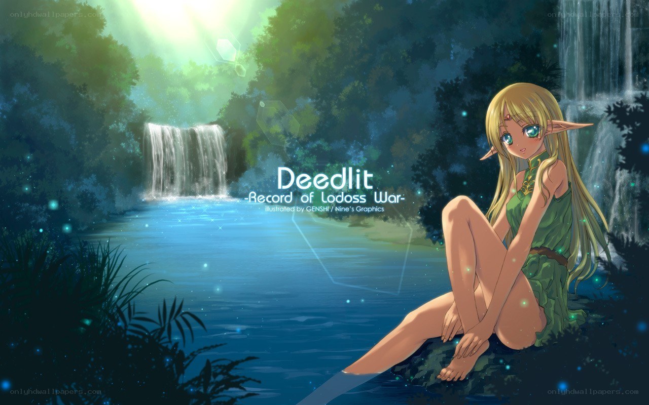 elf girl by waterfall