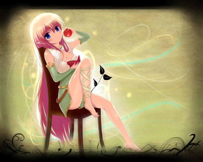 Elf Girl Eating Apple — Green