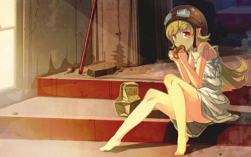 elf girl eating in ruins