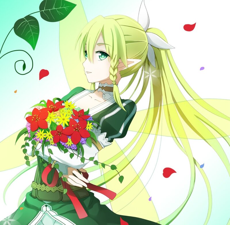 Elf Girl Holding Flowers — Green