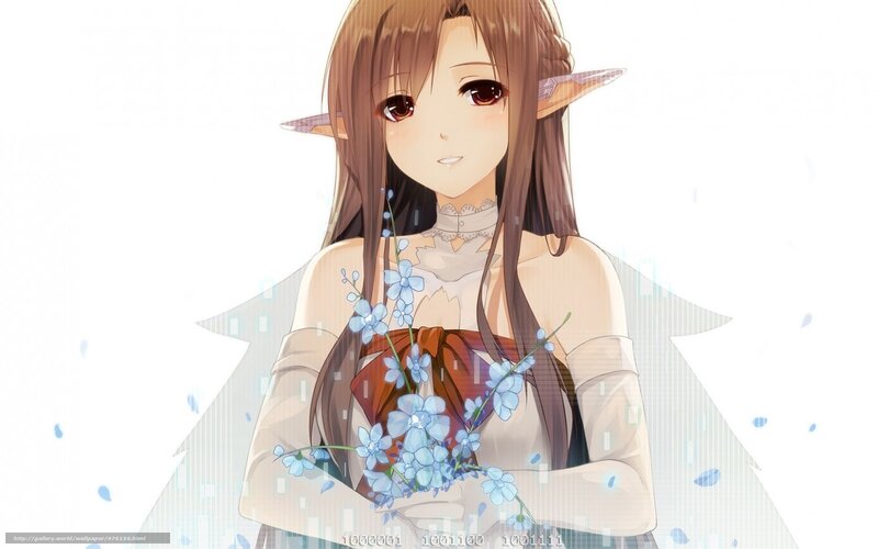Elf Girl Holding Flowers — White