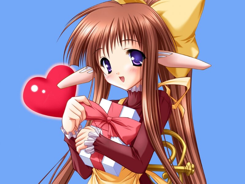 Elf Girl Holding Gift