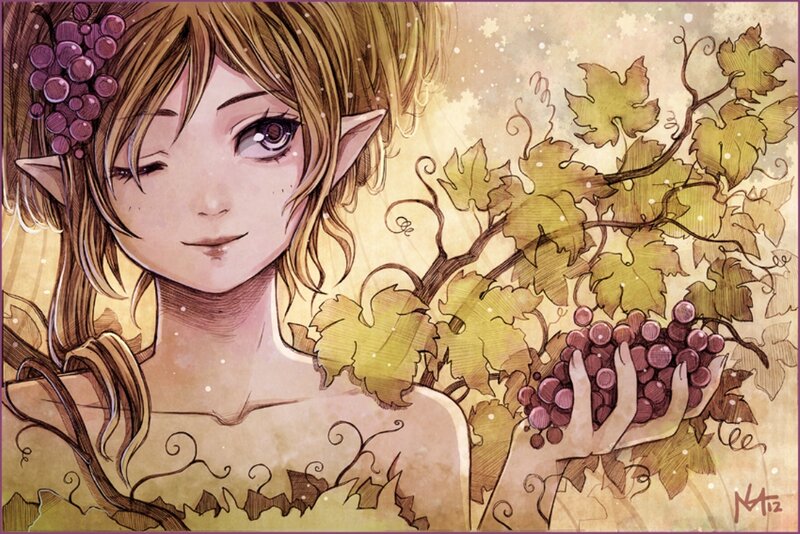 Elf Girl Holding Grapes