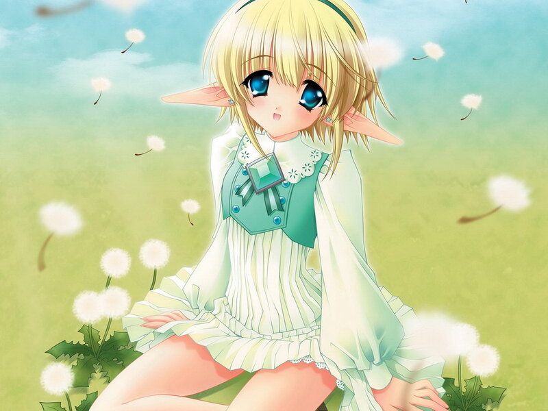 elf girl in a dandelion field