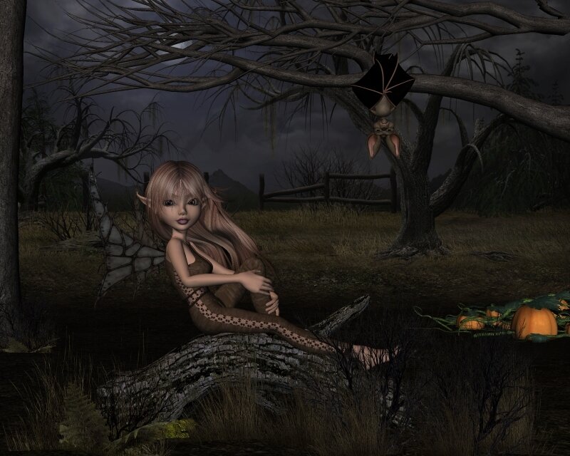 elf girl in a dark forest