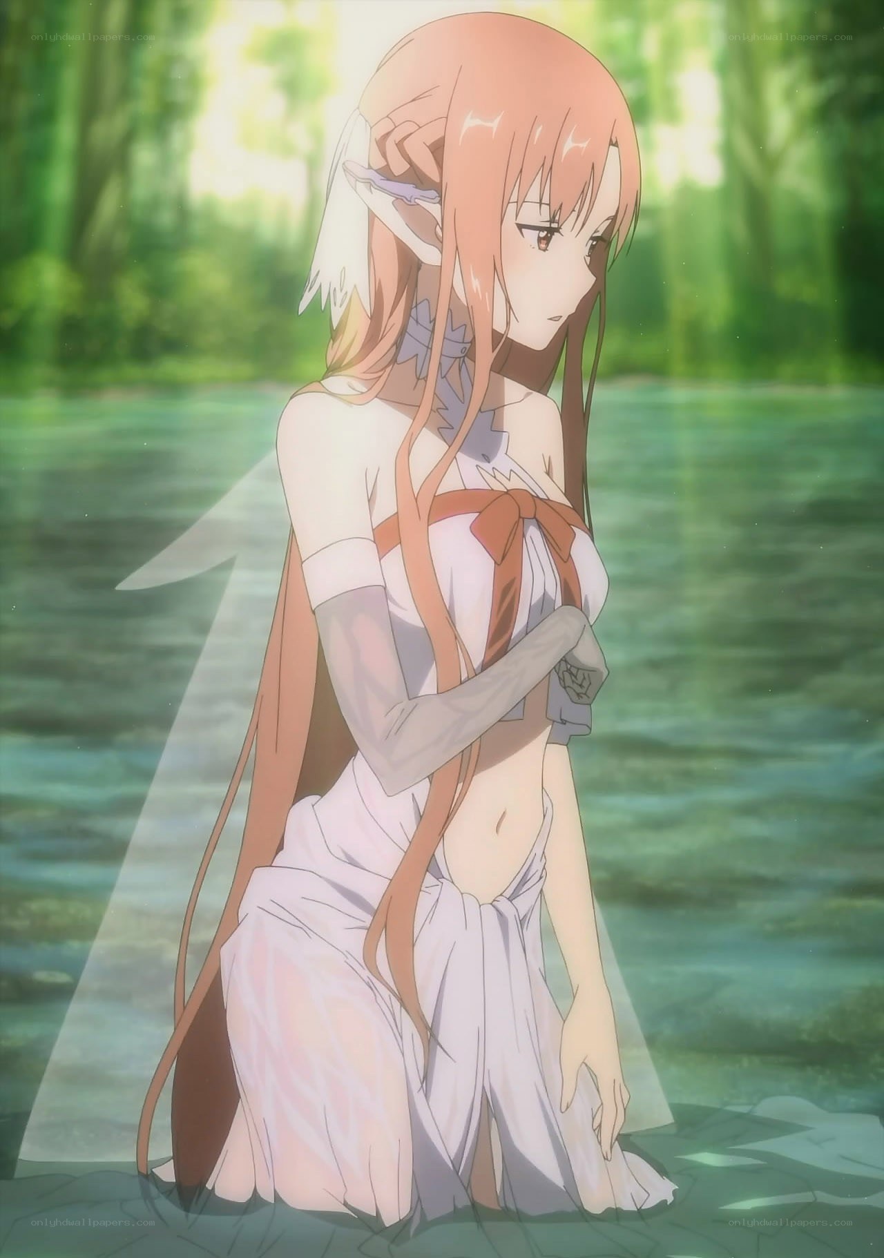 elf girl in a forest stream