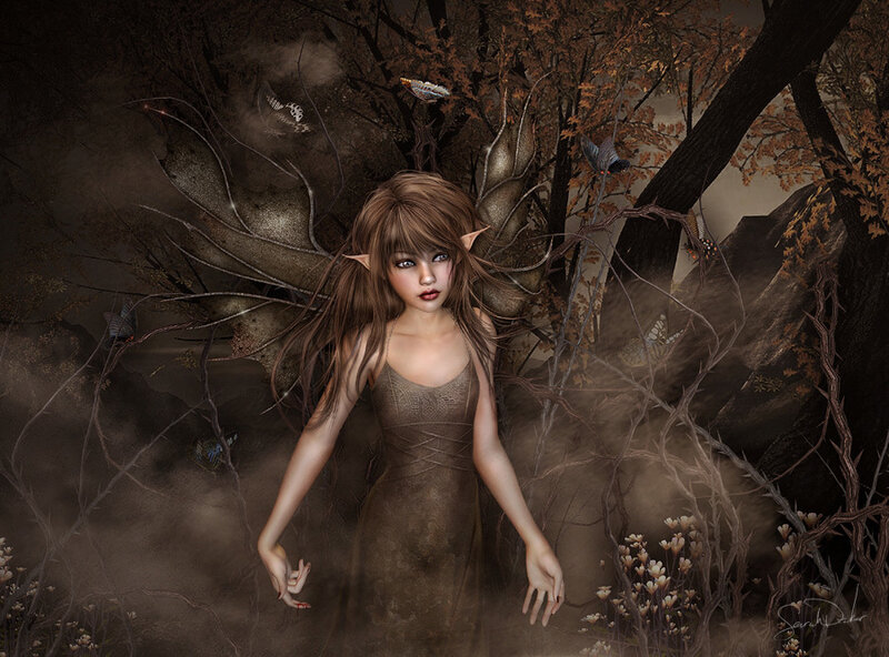 elf girl in a misty forest