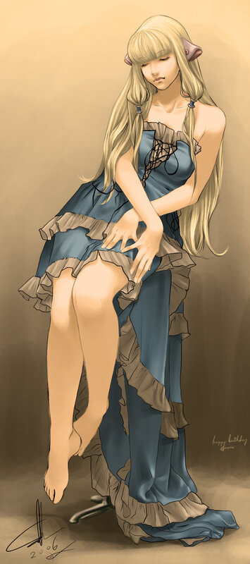 elf girl in blue dress