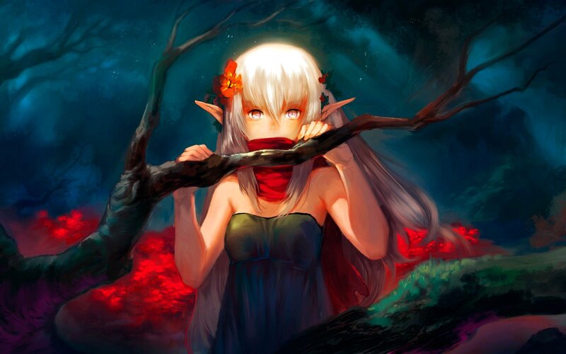 Elf Girl in Forest — Blue, Dramatic