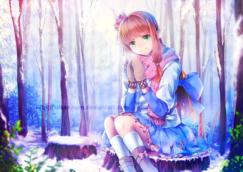 Elf Girl in Forest — Blue, Serene