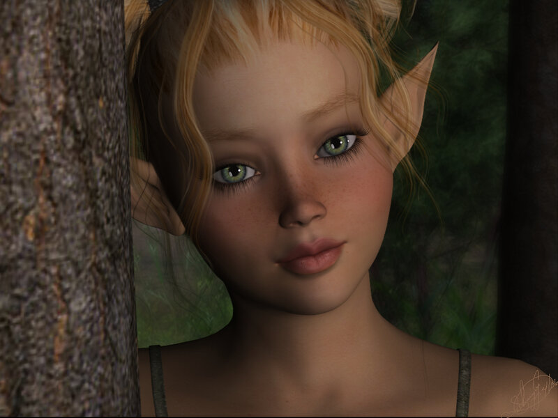 Elf Girl in Forest — Green, Serene, 3d Render