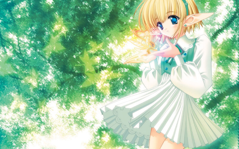 Elf Girl in Forest — Green, Serene, Afternoon, Anime