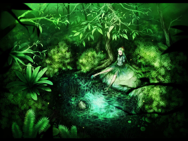 Elf Girl in Forest — Green, Serene