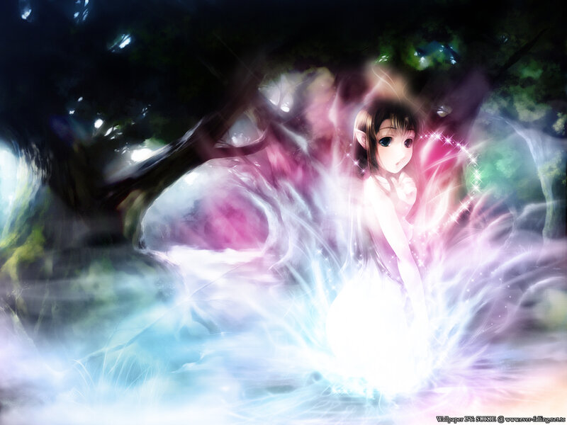 Elf Girl in Forest — White
