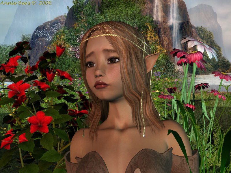 Elf Girl in Garden — Brown