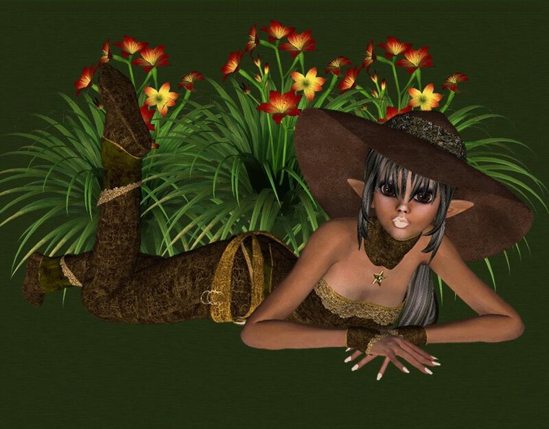 elf girl in garden