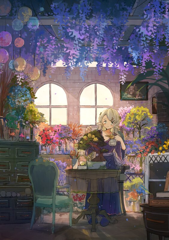 Elf Girl in Greenhouse — Purple