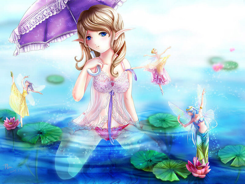 Elf Girl in Pond