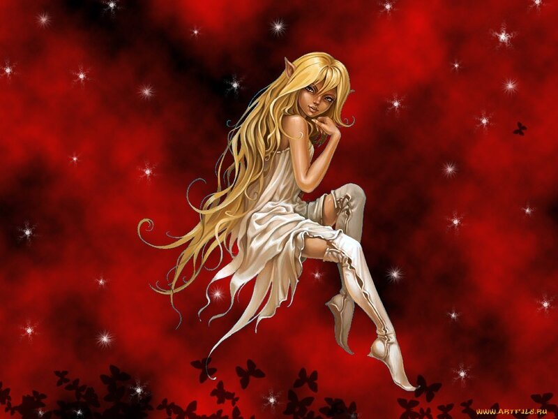elf girl in red stars