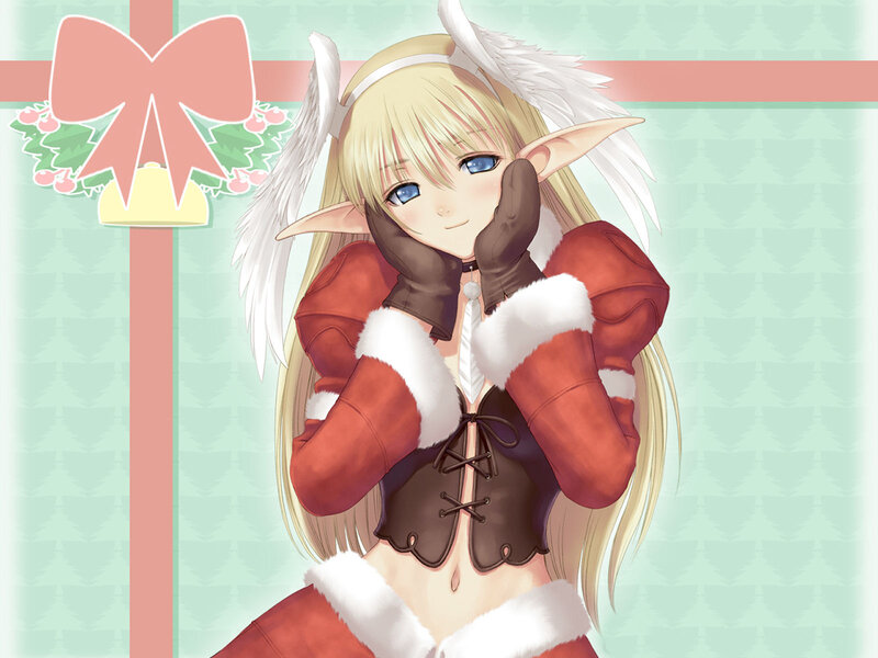 Elf Girl in Santa Outfit — Red