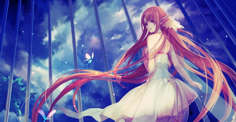 Elf Girl in White Dress — Blue