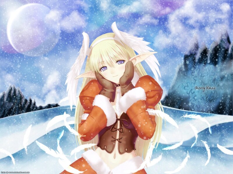 elf girl in winter scene