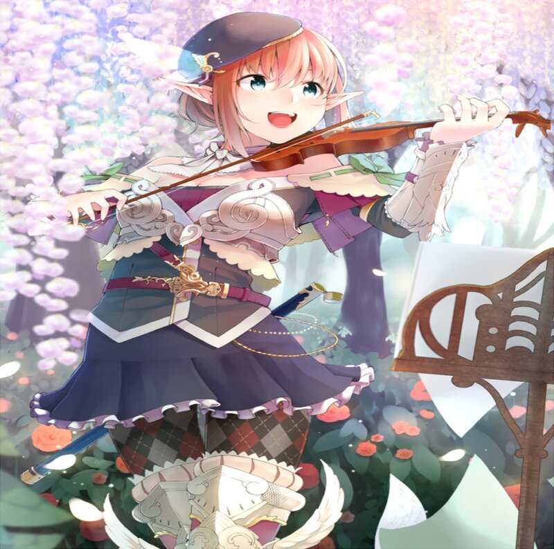 Elf Girl Playing Violin — Purple