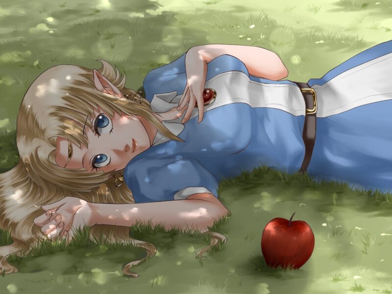 elf girl resting in grass