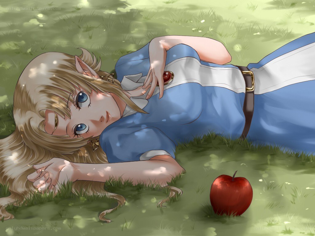 elf girl resting in grass